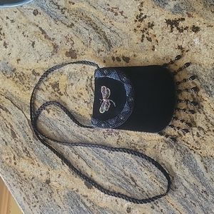 HP!;🎉🎉🥳🥳Super cute black velour crossbody bag